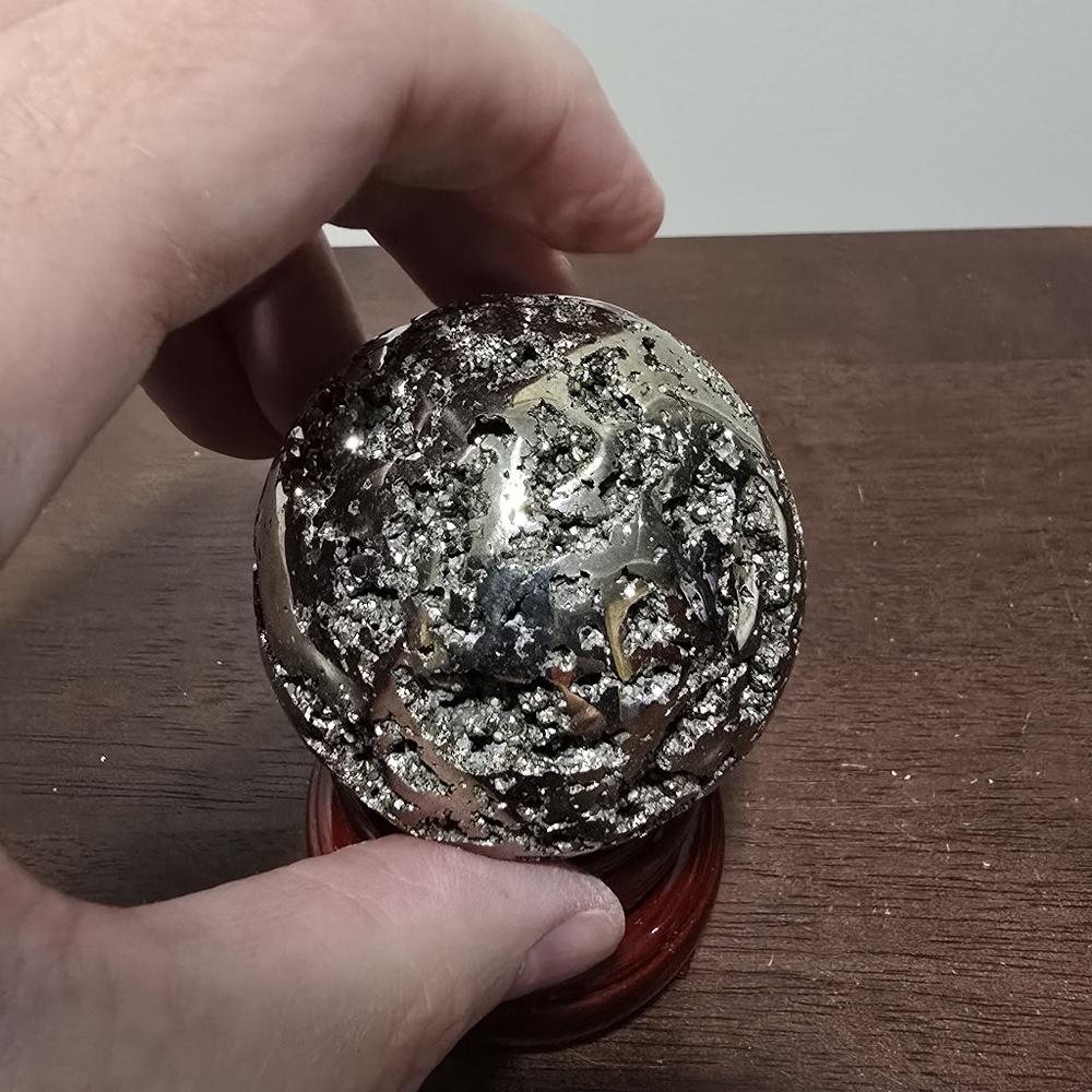Pyrite Crystal Sphere #Q 57 mm - Picture 8 of 9